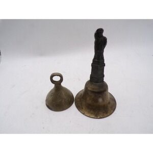 Vintage Small Brass Bells Statue of Liberty Souvenir Etched Floral Hand Bell